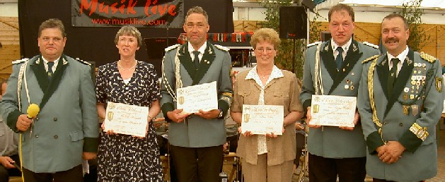 (v.l.n.r.) 2. Brudermeister Karl Remus, Christa Hompesch, Manfred Mielke, Anna Weitz, Hans-Gnter Weber und Dieter Bongartz